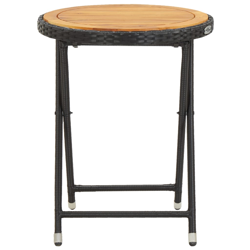 vidaXL Masă de ceai negru 60 cm poliratan lemn masiv acacia vidaXL Masă de ceai negru 60 cm poliratan lemn masiv acacia