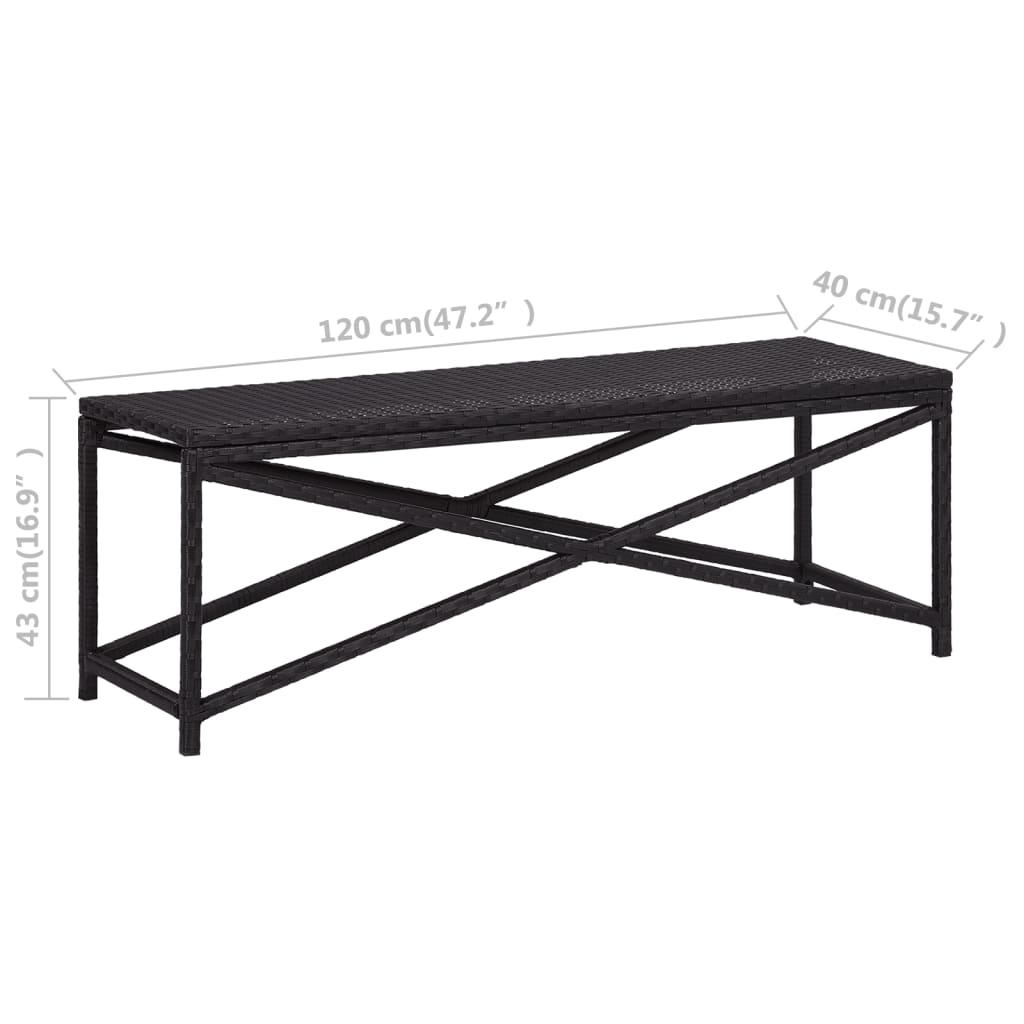 vidaXL Bancă de grădină, negru, 120 cm, poliratan vidaXL Bancă de grădină, negru, 120 cm, poliratan