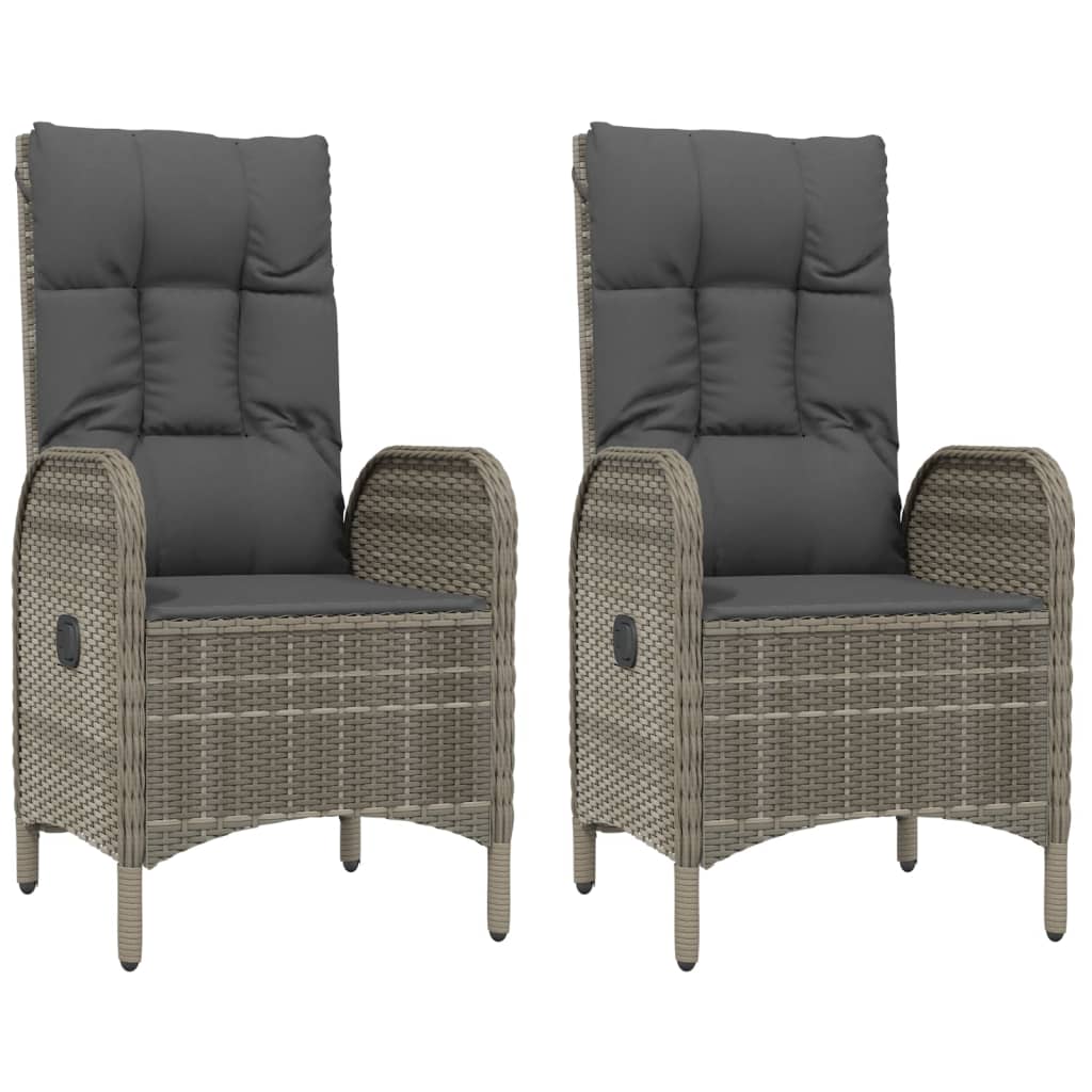 vidaXL Scaune de exterior, 2 buc., gri, poliratan vidaXL Scaune de exterior, 2 buc., gri, poliratan