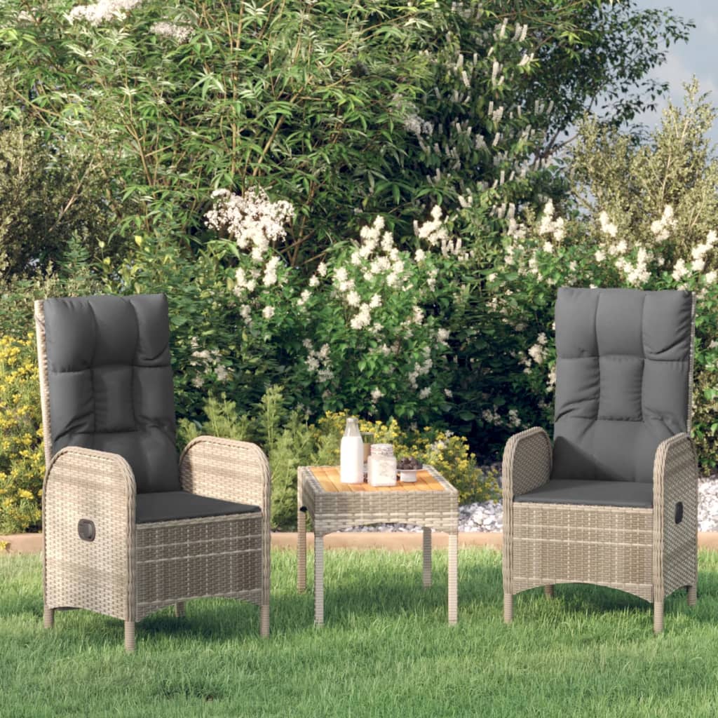 vidaXL Scaune de exterior, 2 buc., gri, poliratan vidaXL Scaune de exterior, 2 buc., gri, poliratan