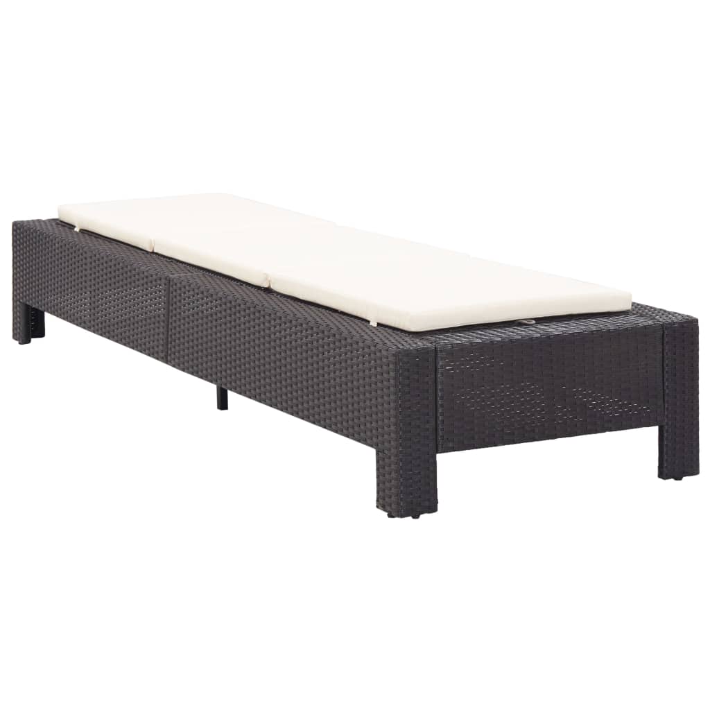 vidaXL Șezlong cu pernă, negru, poliratan vidaXL Șezlong cu pernă, negru, poliratan