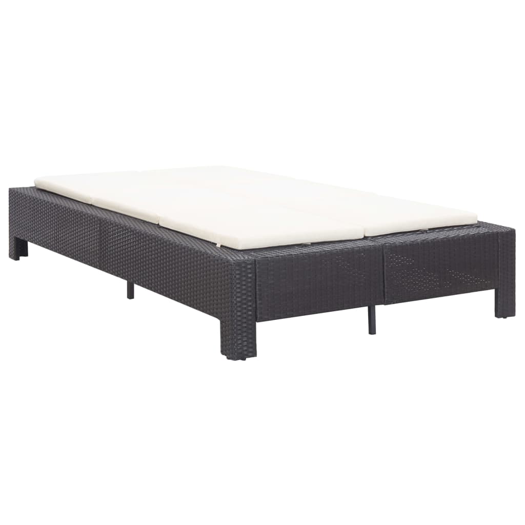 vidaXL Șezlong de 2 persoane cu pernă, negru, poliratan vidaXL Șezlong de 2 persoane cu pernă, negru, poliratan