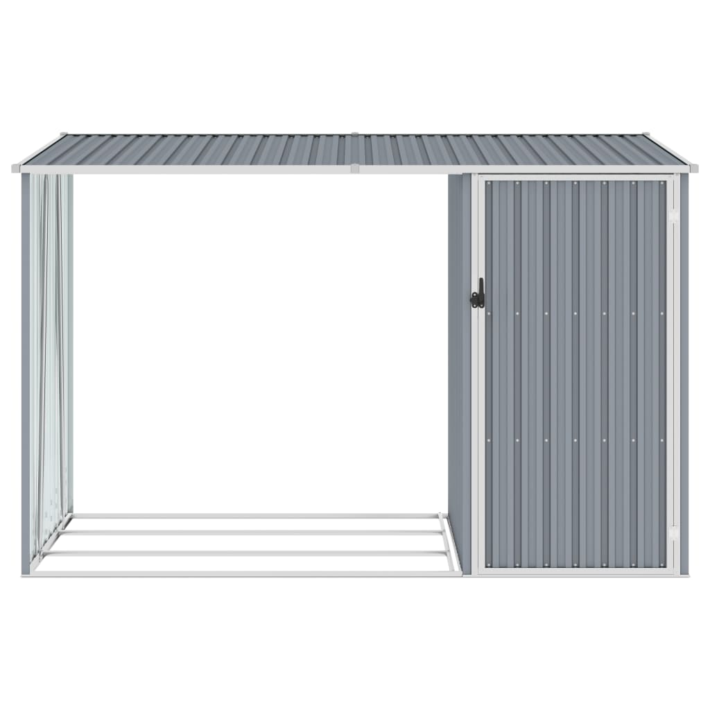 vidaXL Șopron de grădină lemne de foc, gri, 245x98x159 cm oțel zincat vidaXL Șopron de grădină lemne de foc, gri, 245x98x159 cm oțel zincat