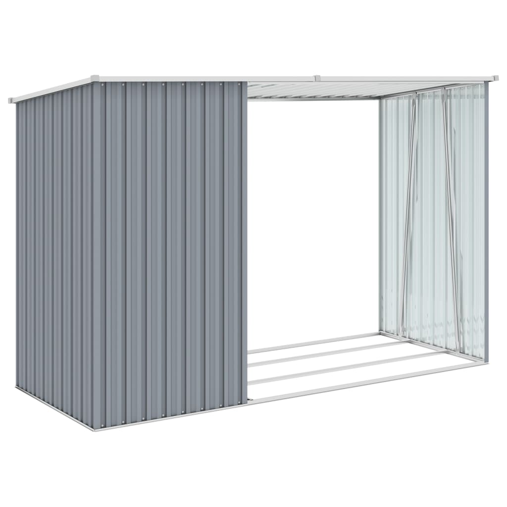 vidaXL Șopron de grădină lemne de foc, gri, 245x98x159 cm oțel zincat vidaXL Șopron de grădină lemne de foc, gri, 245x98x159 cm oțel zincat