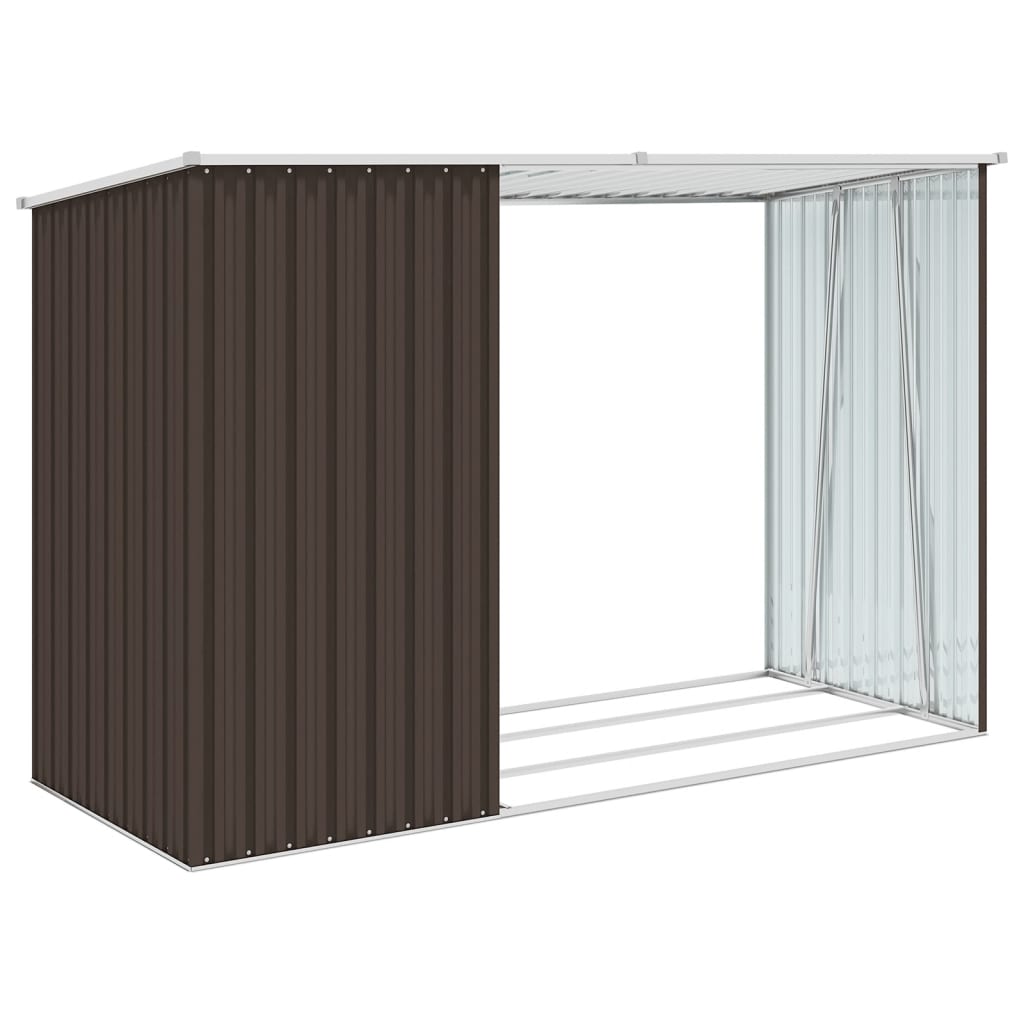 vidaXL Șopron de grădină lemne de foc maro 245x98x159 cm oțel zincat vidaXL Șopron de grădină lemne de foc maro 245x98x159 cm oțel zincat