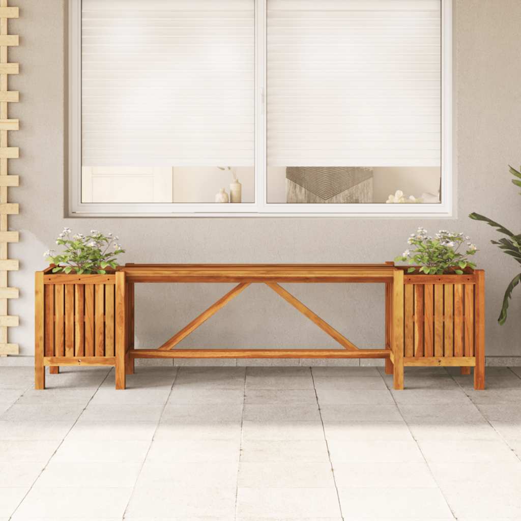 vidaXL Bancă de grădină cu 2 jardiniere, 150x30x40 cm, lemn de acacia vidaXL Bancă de grădină cu 2 jardiniere, 150x30x40 cm, lemn de acacia
