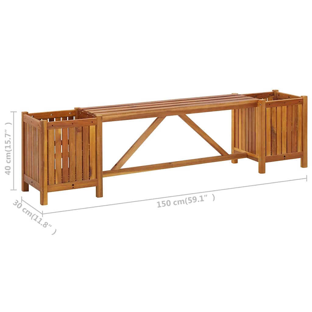 vidaXL Bancă de grădină cu 2 jardiniere, 150x30x40 cm, lemn de acacia vidaXL Bancă de grădină cu 2 jardiniere, 150x30x40 cm, lemn de acacia