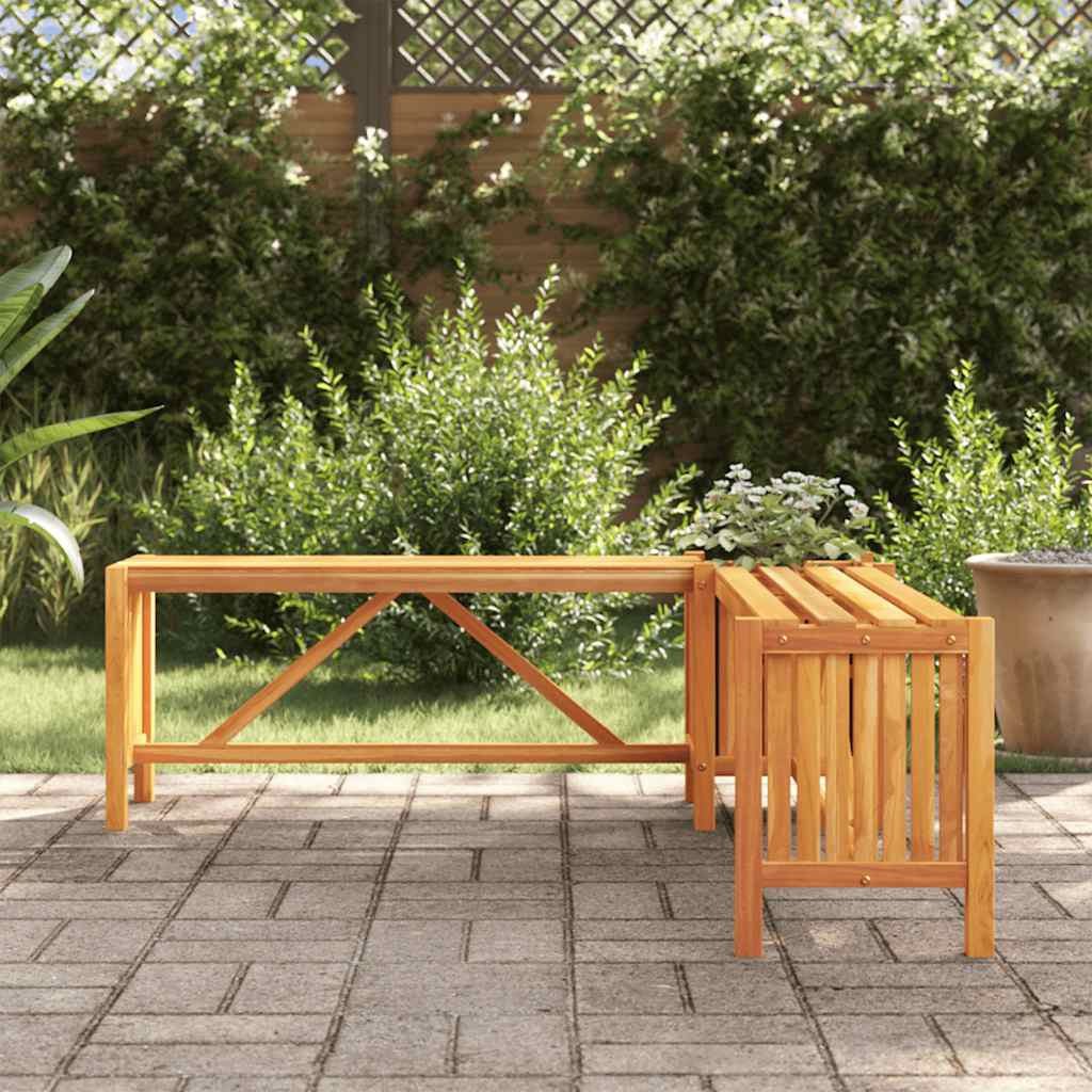vidaXL Bancă de grădină de colț cu jardinieră, 117x117x40 cm, acacia