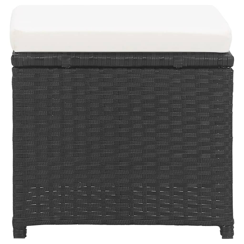 vidaXL Taburete de grădină cu perne, 2 buc., negru, poliratan vidaXL Taburete de grădină cu perne, 2 buc., negru, poliratan