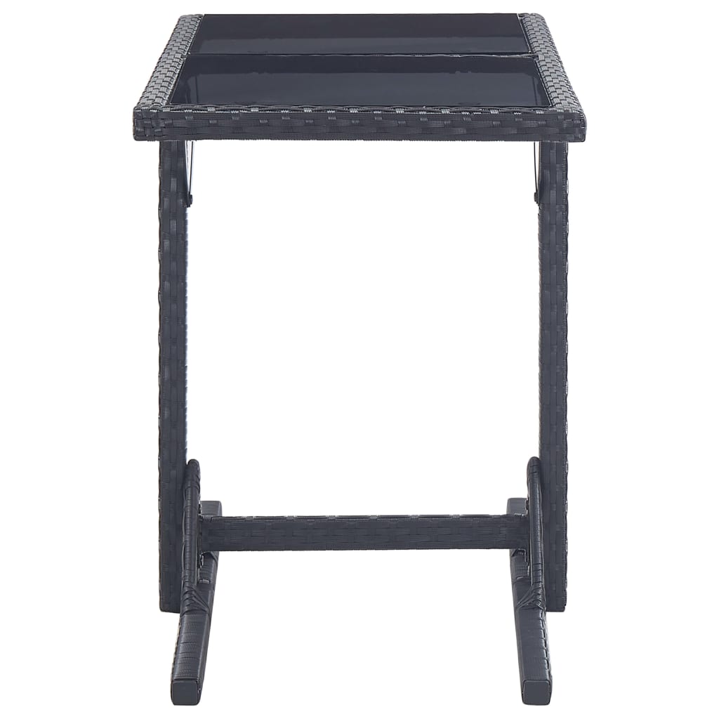 vidaXL Masă de grădină, negru, 110 x 53 x 72 cm, sticlă și poliratan vidaXL Masă de grădină, negru, 110 x 53 x 72 cm, sticlă și poliratan