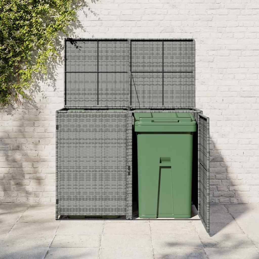 vidaXL Magazie dublă pentru pubele, antracit, 148x77x111 cm, poliratan vidaXL Magazie dublă pentru pubele, antracit, 148x77x111 cm, poliratan
