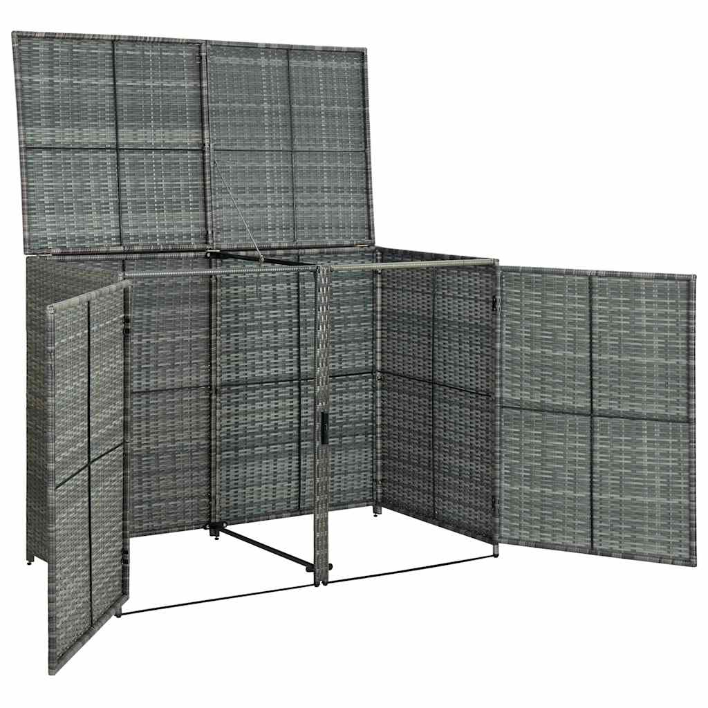 vidaXL Magazie dublă pentru pubele, antracit, 148x77x111 cm, poliratan vidaXL Magazie dublă pentru pubele, antracit, 148x77x111 cm, poliratan