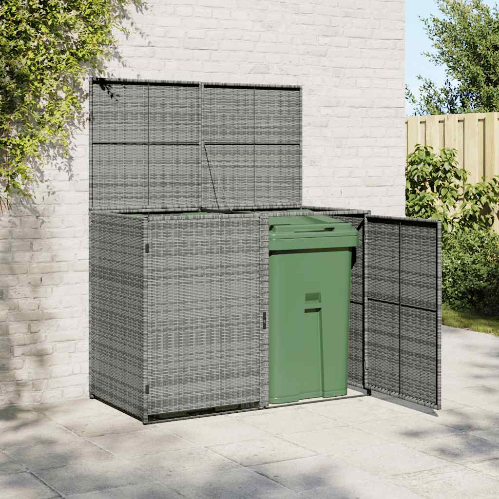 vidaXL Magazie dublă pentru pubele, antracit, 148x77x111 cm, poliratan vidaXL Magazie dublă pentru pubele, antracit, 148x77x111 cm, poliratan