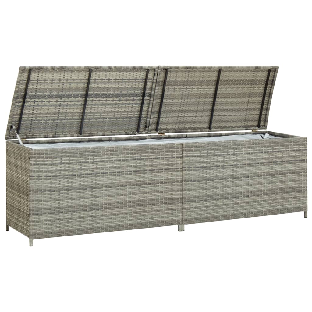 vidaXL Ladă de depozitare de grădină, gri, 200x50x60 cm, poliratan vidaXL Ladă de depozitare de grădină, gri, 200x50x60 cm, poliratan