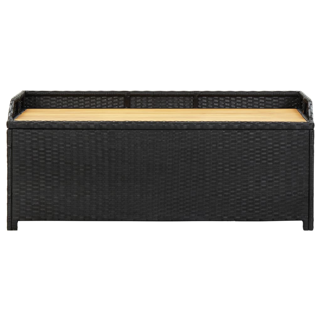 vidaXL Bancă de depozitare pentru grădină, negru, 120 cm, poliratan