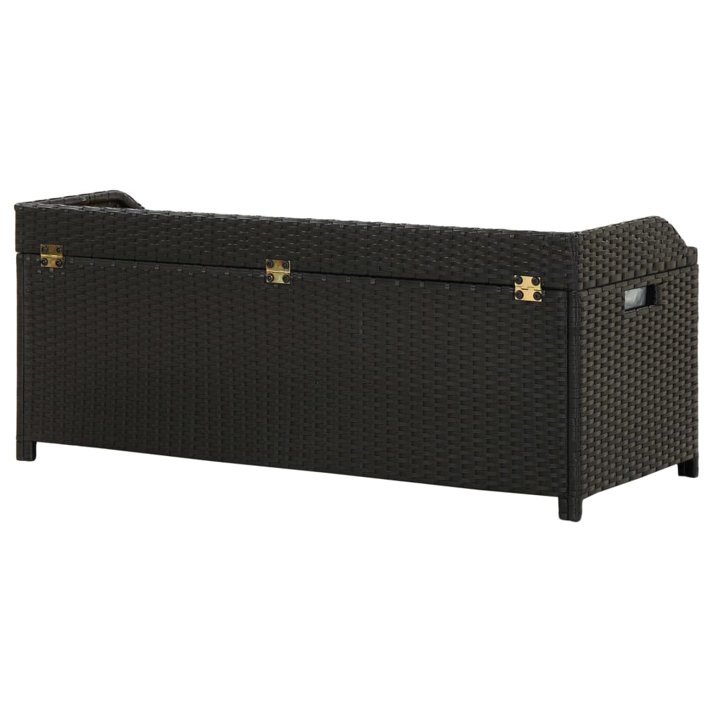 vidaXL Bancă de depozitare pentru grădină, negru, 120 cm, poliratan