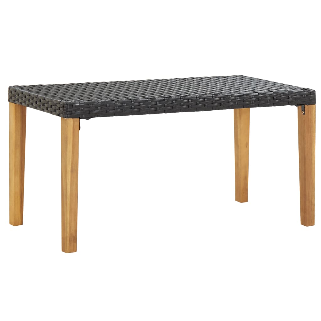 vidaXL Bancă de grădină, negru, 120 cm, poliratan și lemn de acacia vidaXL Bancă de grădină, negru, 120 cm, poliratan și lemn de acacia