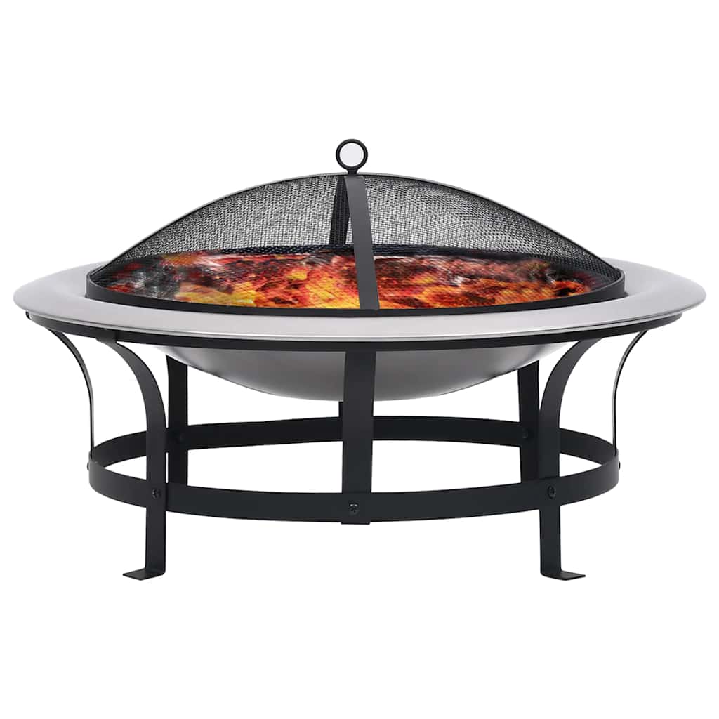 vidaXL Vatră de foc de exterior cu grătar, 76 cm, oțel inoxidabil vidaXL Vatră de foc de exterior cu grătar, 76 cm, oțel inoxidabil