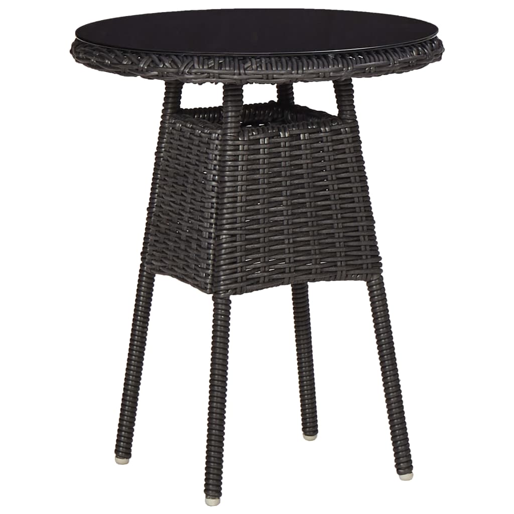 vidaXL Set mobilier bistro de grădină cu perne 3 piese negru poliratan