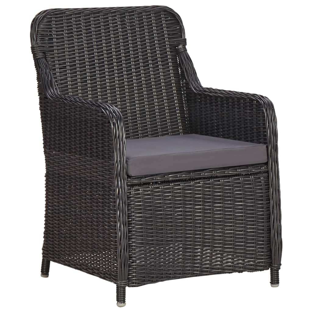 vidaXL Set mobilier bistro de grădină cu perne 3 piese negru poliratan