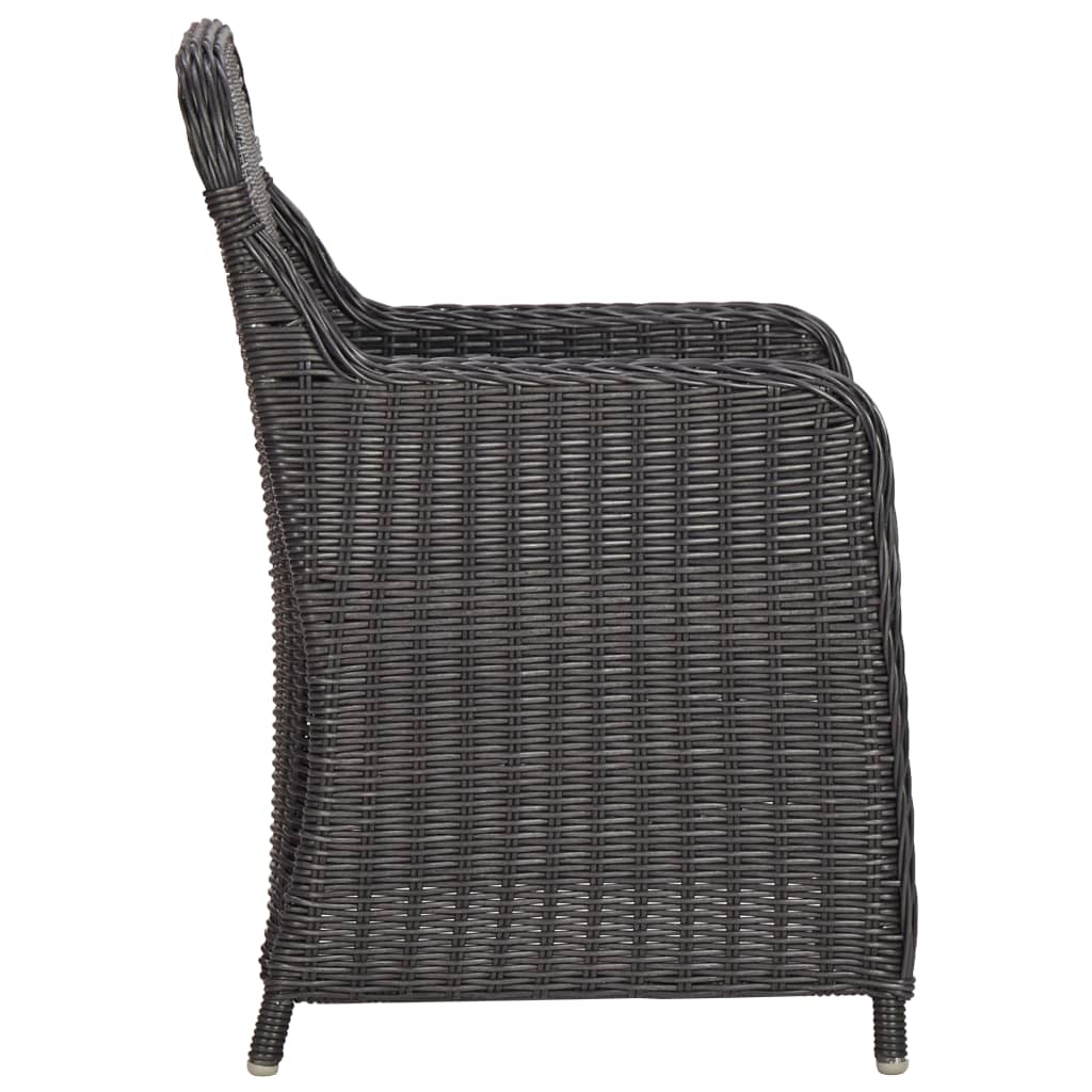 vidaXL Set mobilier bistro de grădină cu perne 3 piese negru poliratan