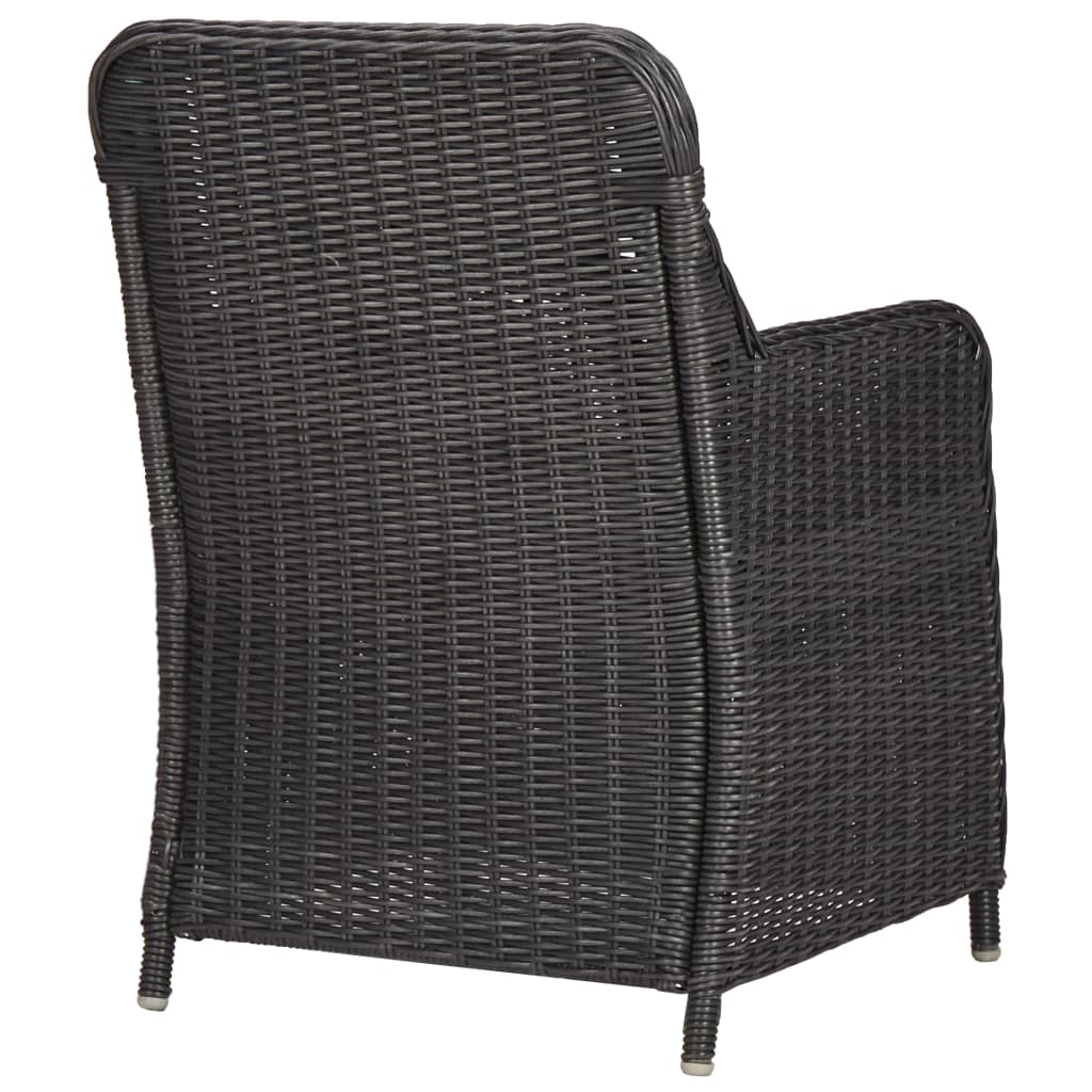 vidaXL Set mobilier bistro de grădină cu perne 3 piese negru poliratan