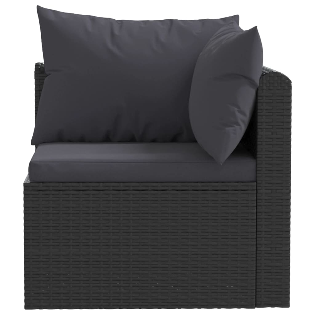 vidaXL Set mobilier de grădină cu perne, 5 piese, negru, poliratan