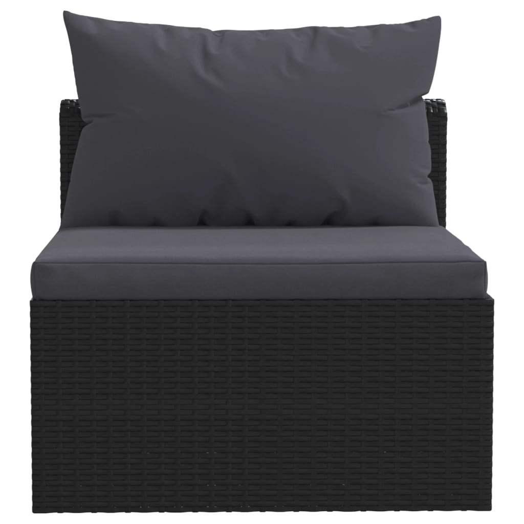 vidaXL Set mobilier de grădină cu perne, 5 piese, negru, poliratan