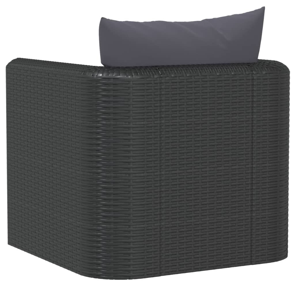 vidaXL Fotoliu cu perne, negru, poliratan vidaXL Fotoliu cu perne, negru, poliratan