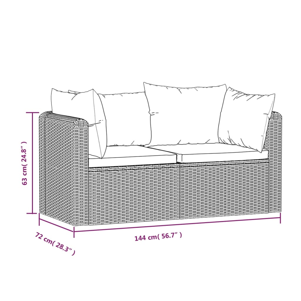 vidaXL Set mobilier de grădină cu perne, 2 piese, negru, poliratan vidaXL Set mobilier de grădină cu perne, 2 piese, negru, poliratan