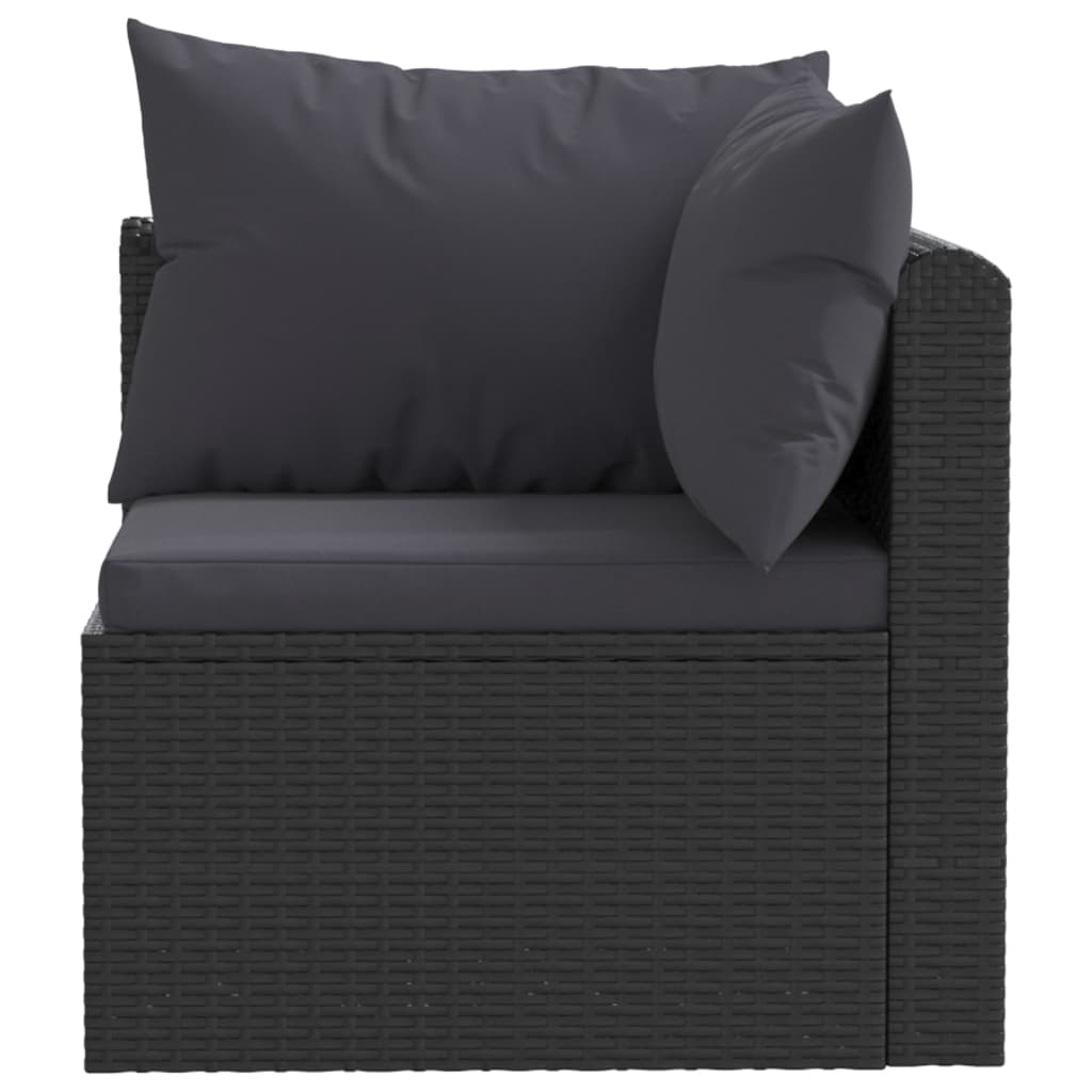 vidaXL Set mobilier de grădină cu perne, 3 piese, negru, poliratan vidaXL Set mobilier de grădină cu perne, 3 piese, negru, poliratan