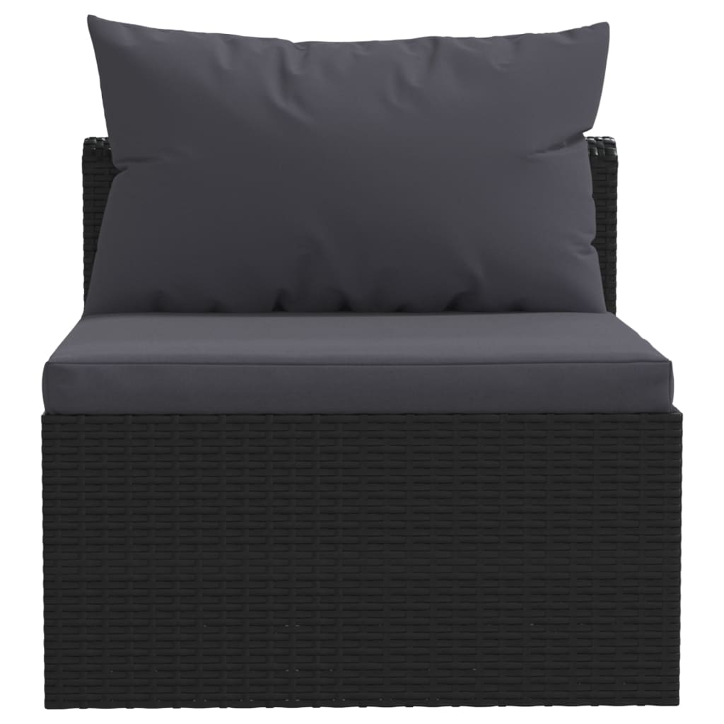 vidaXL Set mobilier de grădină cu perne, 3 piese, negru, poliratan vidaXL Set mobilier de grădină cu perne, 3 piese, negru, poliratan
