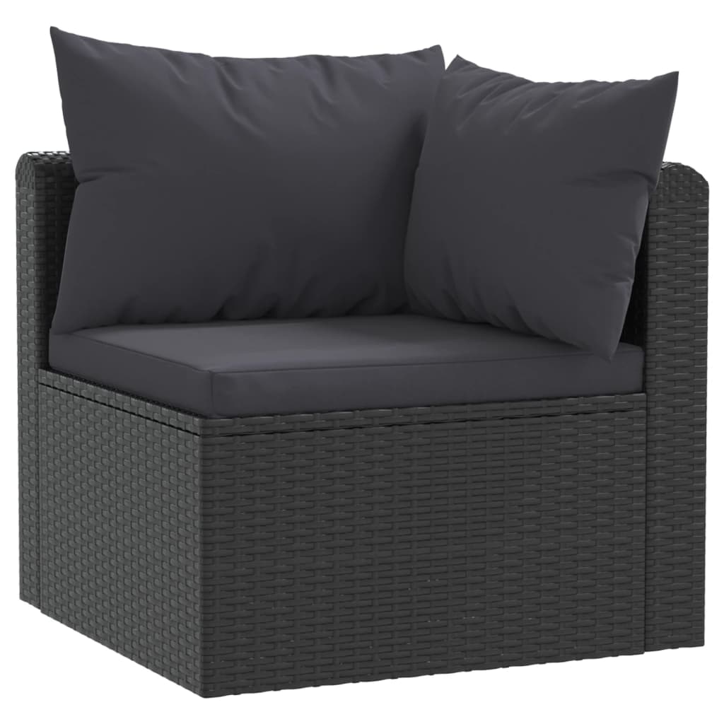 vidaXL Set mobilier de grădină cu perne, 4 piese, negru, poliratan vidaXL Set mobilier de grădină cu perne, 4 piese, negru, poliratan