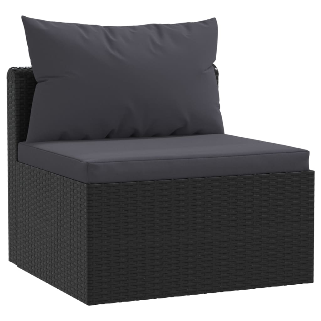 vidaXL Set mobilier de grădină cu perne, 4 piese, negru, poliratan vidaXL Set mobilier de grădină cu perne, 4 piese, negru, poliratan