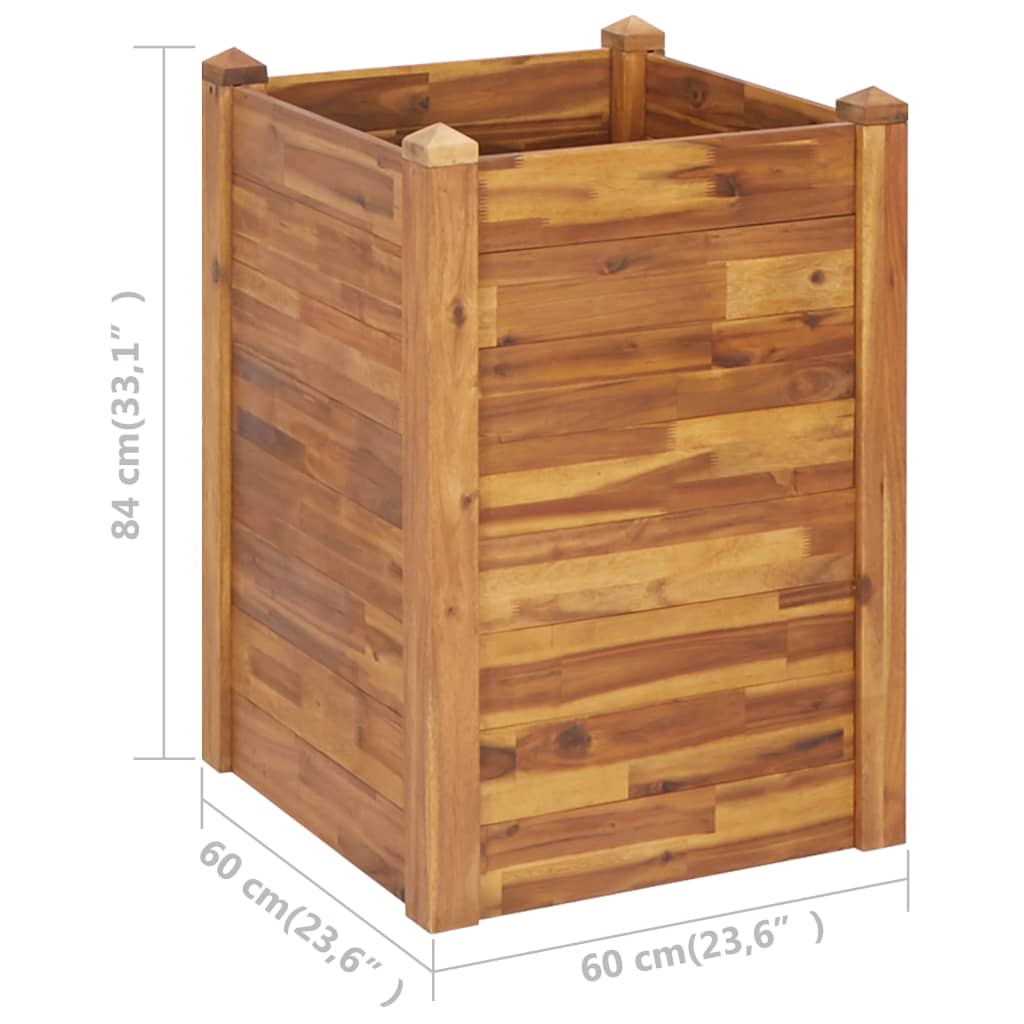vidaXL Strat înălțat de grădină, 60 x 60 x 84 cm, lemn masiv de acacia