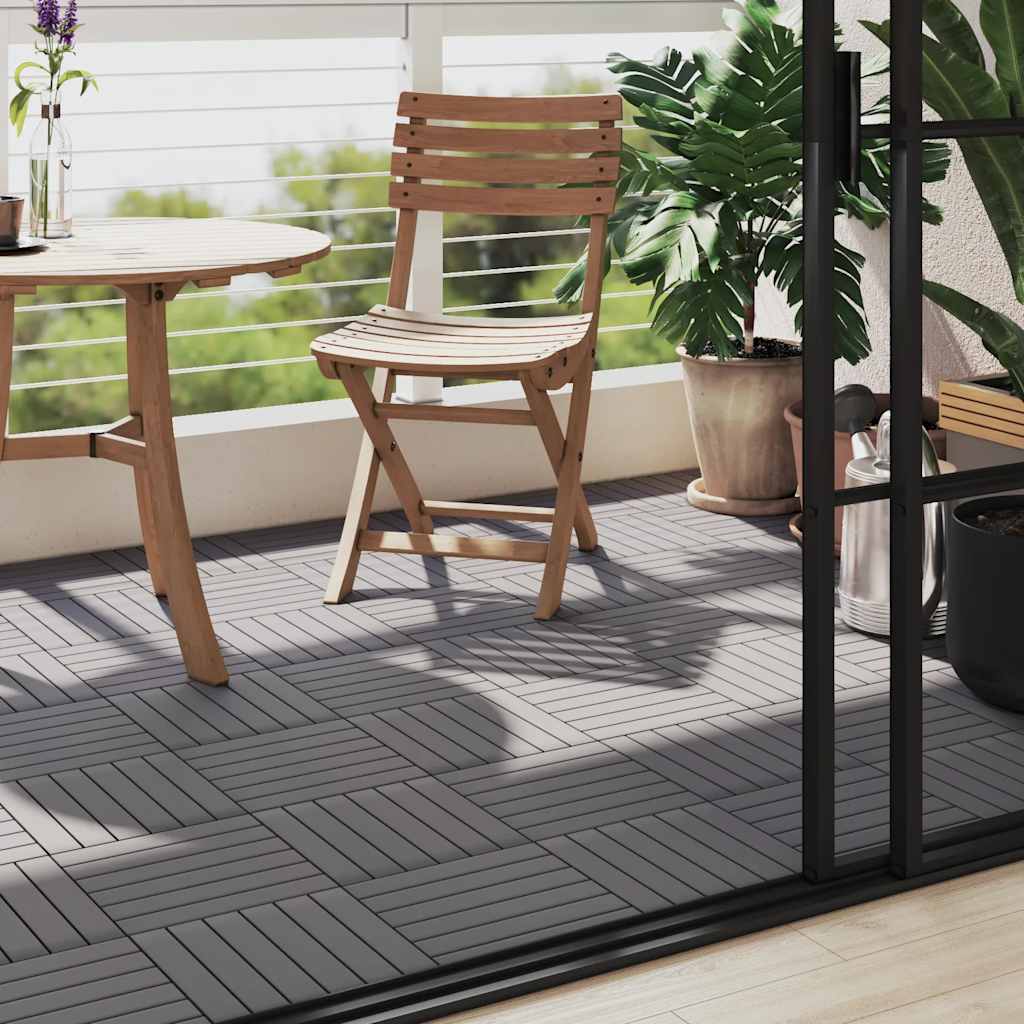 vidaXL Plăci pardoseală, 10 buc., gri, 30x30 cm, lemn masiv de acacia vidaXL Plăci pardoseală, 10 buc., gri, 30x30 cm, lemn masiv de acacia