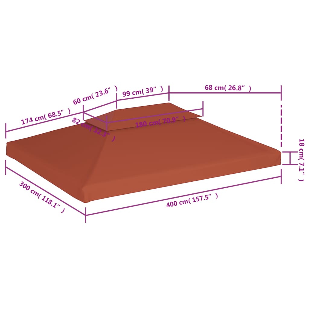 vidaXL Acoperiș de pavilion, 2 niveluri, cărămiziu, 4x3 m, 310 g/m² vidaXL Acoperiș de pavilion, 2 niveluri, cărămiziu, 4x3 m, 310 g/m²