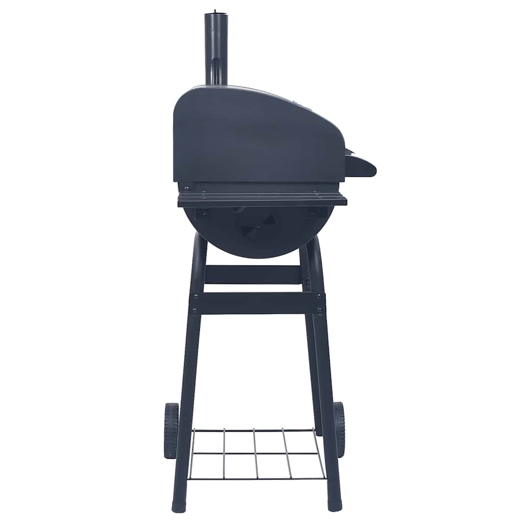 vidaXL Grătar barbecue cu cărbuni, afumătoare și raft inferior, negru vidaXL Grătar barbecue cu cărbuni, afumătoare și raft inferior, negru
