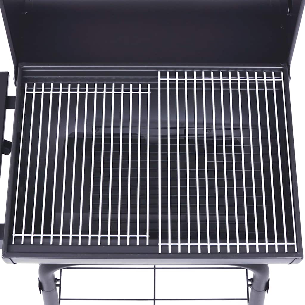 vidaXL Grătar barbecue cu cărbuni, afumătoare și raft inferior, negru vidaXL Grătar barbecue cu cărbuni, afumătoare și raft inferior, negru