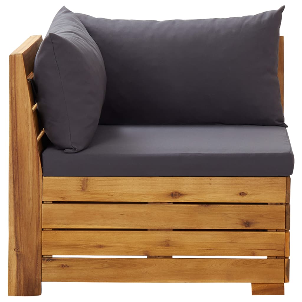 vidaXL Set mobilier grădină cu perne, 8 piese, gri închis, lemn acacia