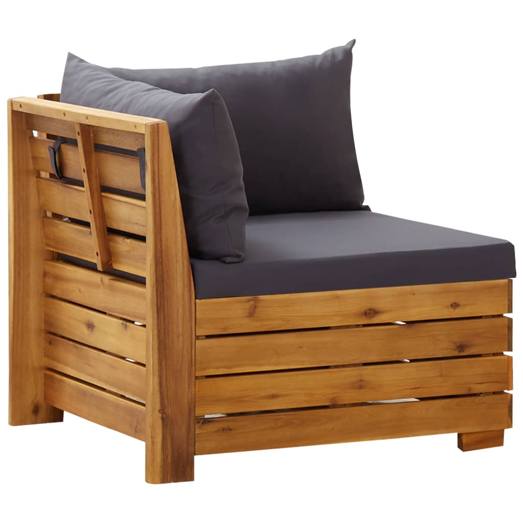 vidaXL Set mobilier grădină cu perne, 8 piese, gri închis, lemn acacia