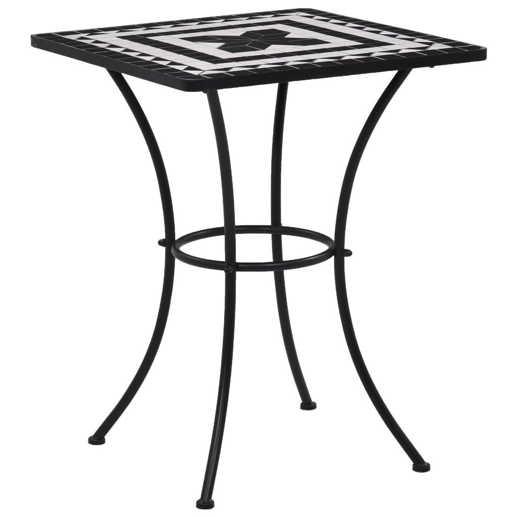 vidaXL Masă de bistro mozaic, negru și alb, 60 cm, ceramică vidaXL Masă de bistro mozaic, negru și alb, 60 cm, ceramică