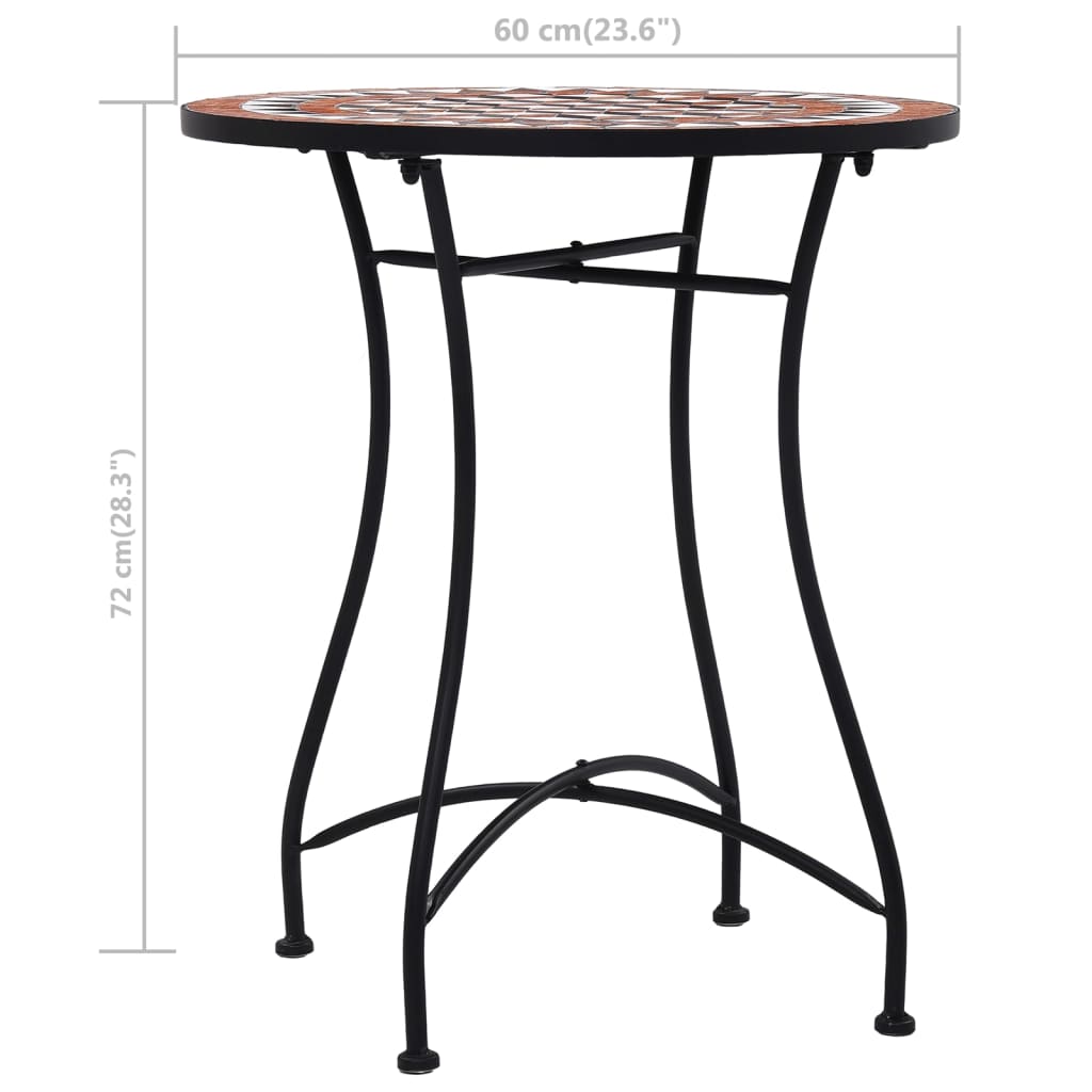 vidaXL Masă de bistro mozaic, maro, 60 cm, ceramică