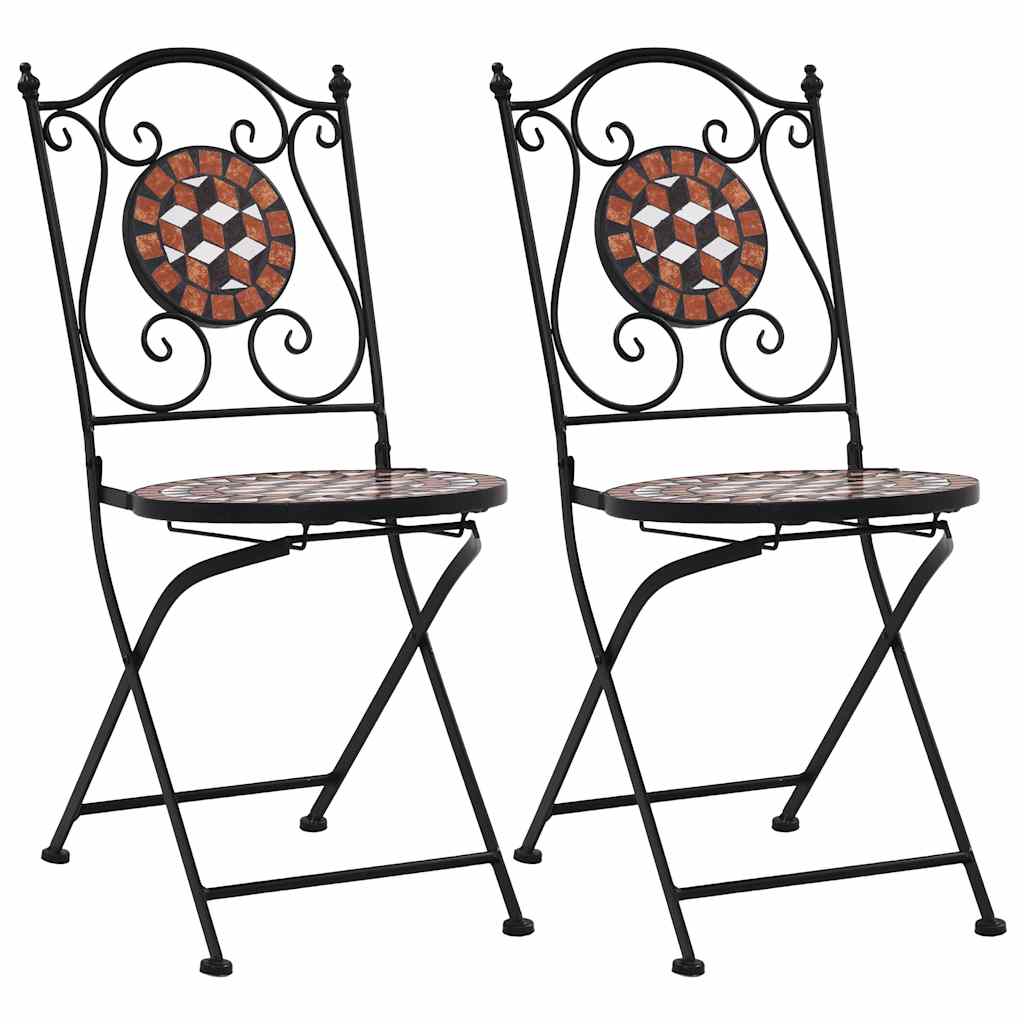 vidaXL Scaune bistro cu mozaic, 2 buc., maro, ceramică vidaXL Scaune bistro cu mozaic, 2 buc., maro, ceramică