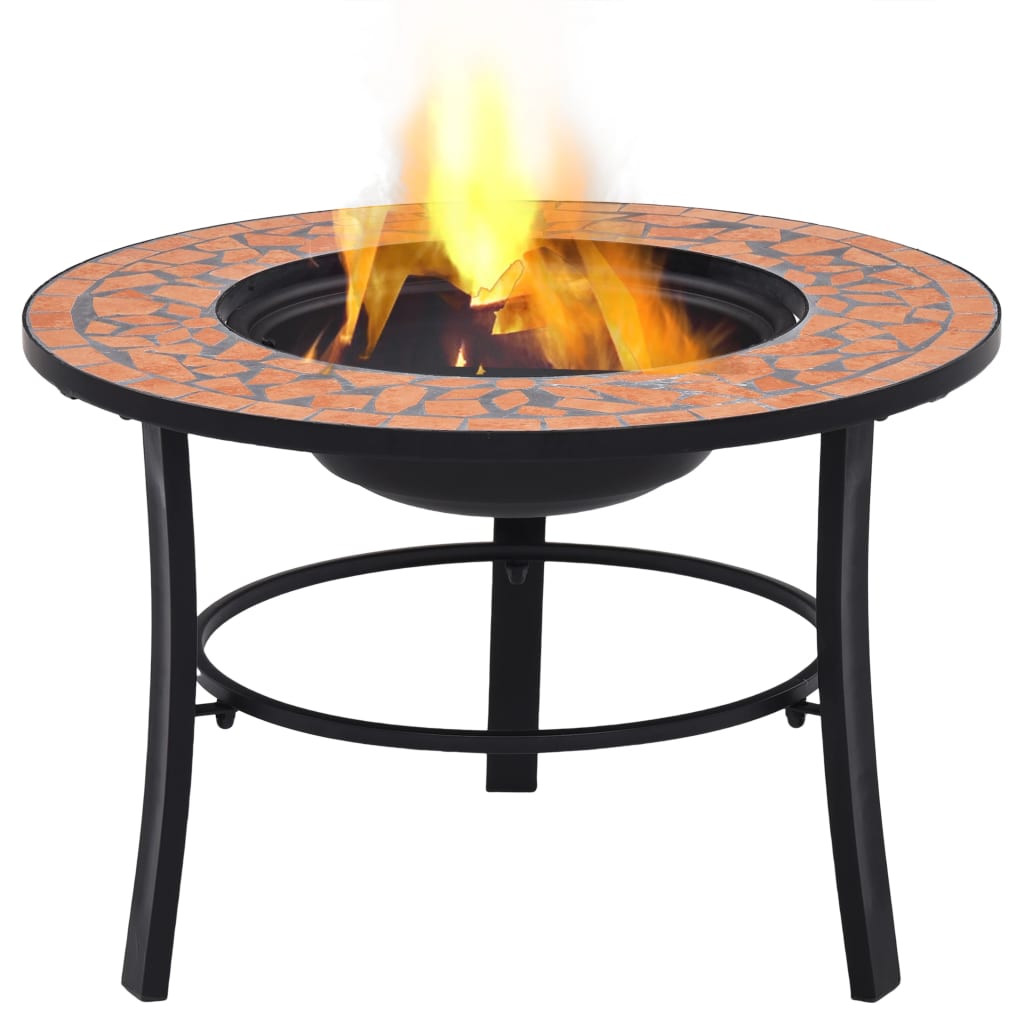 vidaXL Vatră de foc cu mozaic, cărămiziu, 68 cm, ceramică vidaXL Vatră de foc cu mozaic, cărămiziu, 68 cm, ceramică