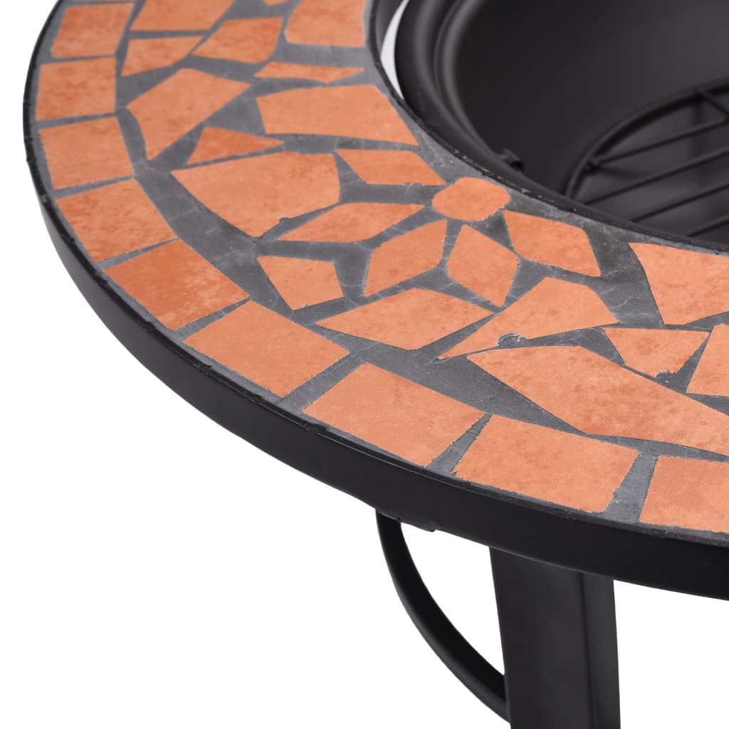 vidaXL Vatră de foc cu mozaic, cărămiziu, 68 cm, ceramică vidaXL Vatră de foc cu mozaic, cărămiziu, 68 cm, ceramică