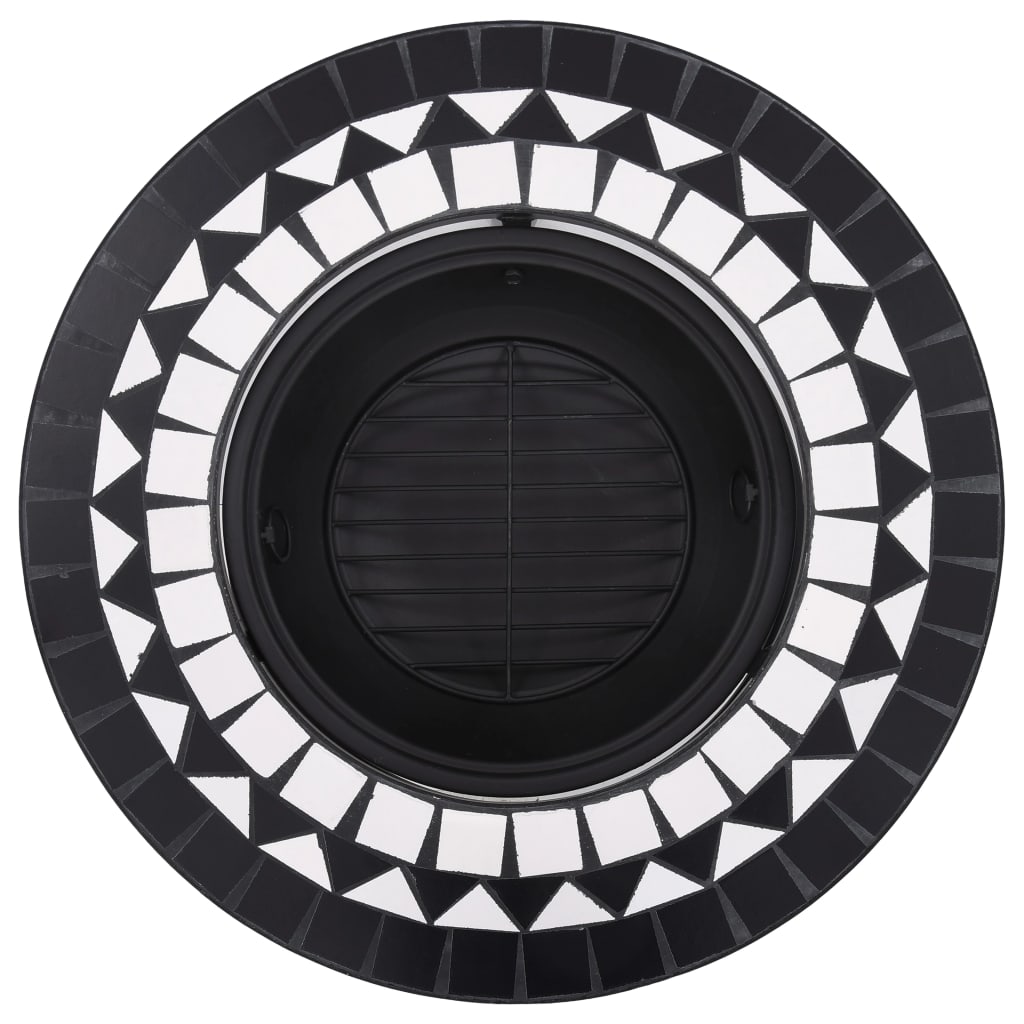 vidaXL Vatră de foc cu mozaic, negru și alb, 68 cm, ceramică vidaXL Vatră de foc cu mozaic, negru și alb, 68 cm, ceramică