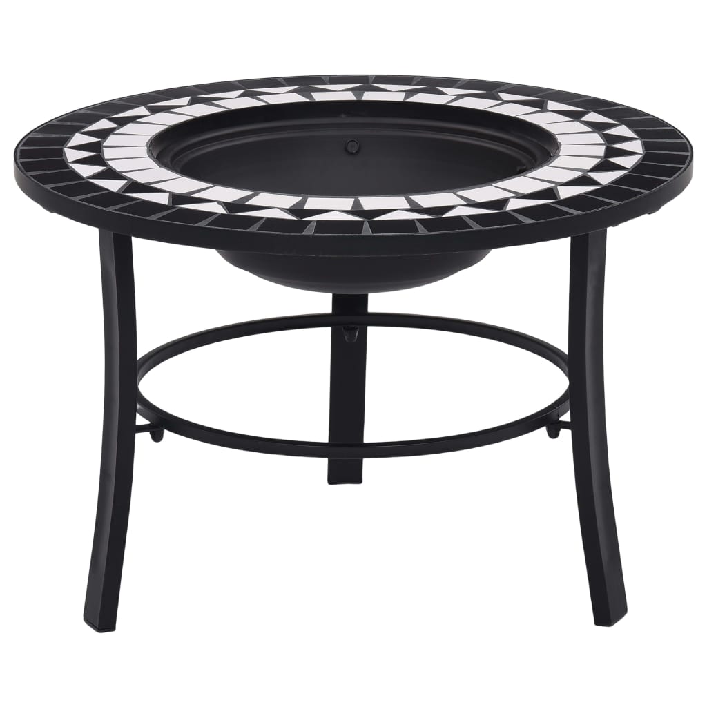 vidaXL Vatră de foc cu mozaic, negru și alb, 68 cm, ceramică vidaXL Vatră de foc cu mozaic, negru și alb, 68 cm, ceramică