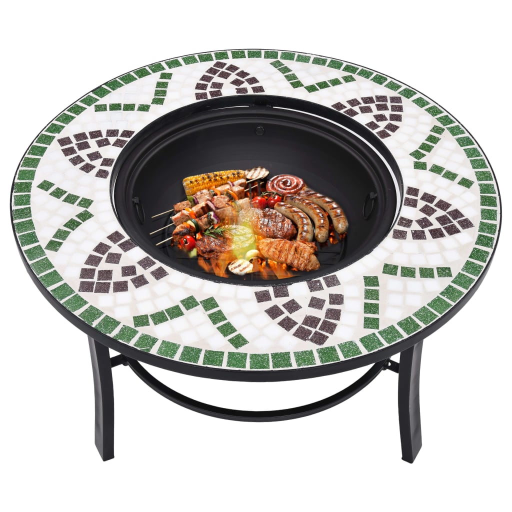 vidaXL Vatră de foc cu mozaic, verde, 68 cm, ceramică