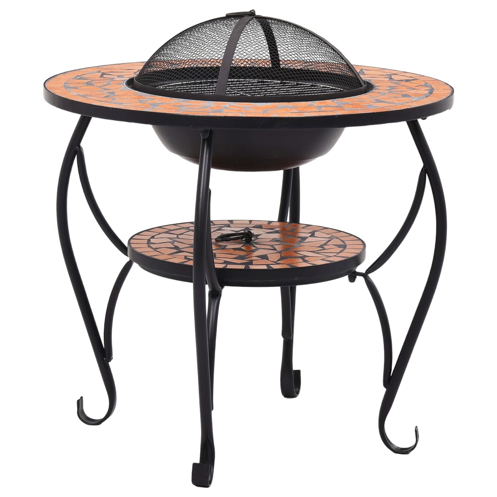 vidaXL Masă cu vatră de foc, mozaic, cărămiziu, 68 cm, ceramică vidaXL Masă cu vatră de foc, mozaic, cărămiziu, 68 cm, ceramică